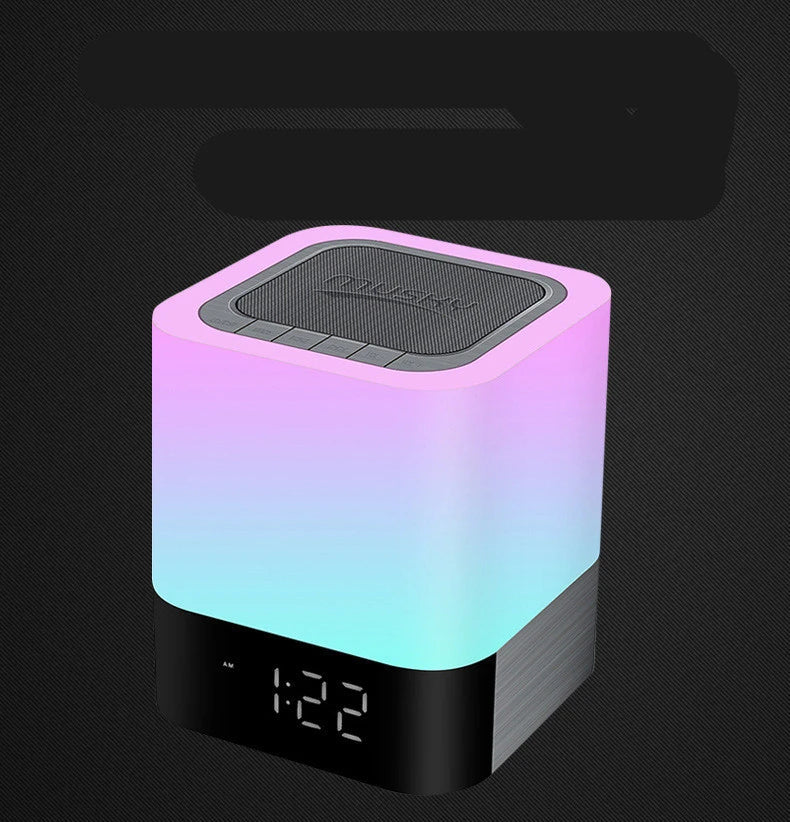 Enceinte Bluetooth avec lampe LED veilleuse et réveil intégré – design moderne
