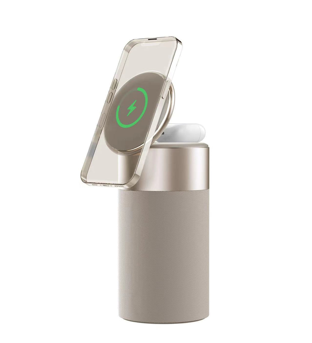 Station chargeur sans fil Bluetooth 3-en-1 avec lampe tactile & haut-parleur portable